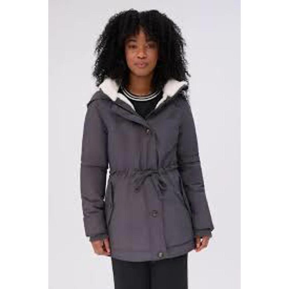 Bluenotes Women's Gray Parka with Faux Fur Lining - Medium